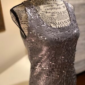 **CLEARANCE** Chandry KC Size Small, gun-metal sequin, Party Tank Top New Years